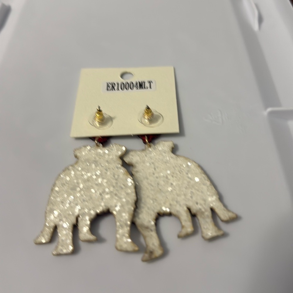 NWT Georgia Bulldog Earrings with Red, Black & White Glittery Accents 🏈 - Picture 2 of 2